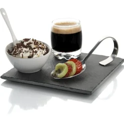 Set café gourmand ardoise et porcelaine blanche 5 pcs
