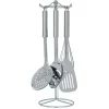 Set de 6 ustensiles de cuisine avec support inox gris Ø16xH40,5cm