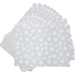 Set de table argenté décor blanc x10