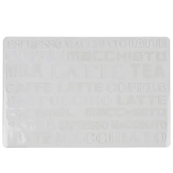 Set de table blanc et transparent motif inscription café