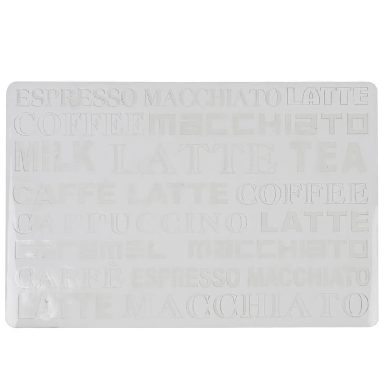 Set de table blanc et transparent motif inscription café
