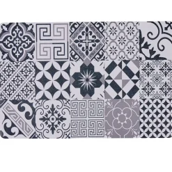 Set de table carreaux de ciment blanc gris noir plastique