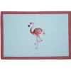 Set de table en coton imprimé flamant rose bleu