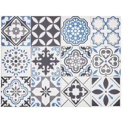 Set de table en vinyle motif carreaux de ciment bleu gris