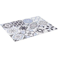 Set de table en vinyle motif carreaux de ciment bleu gris