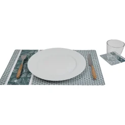 Set de table et sous verre plastique géométrique X 6
