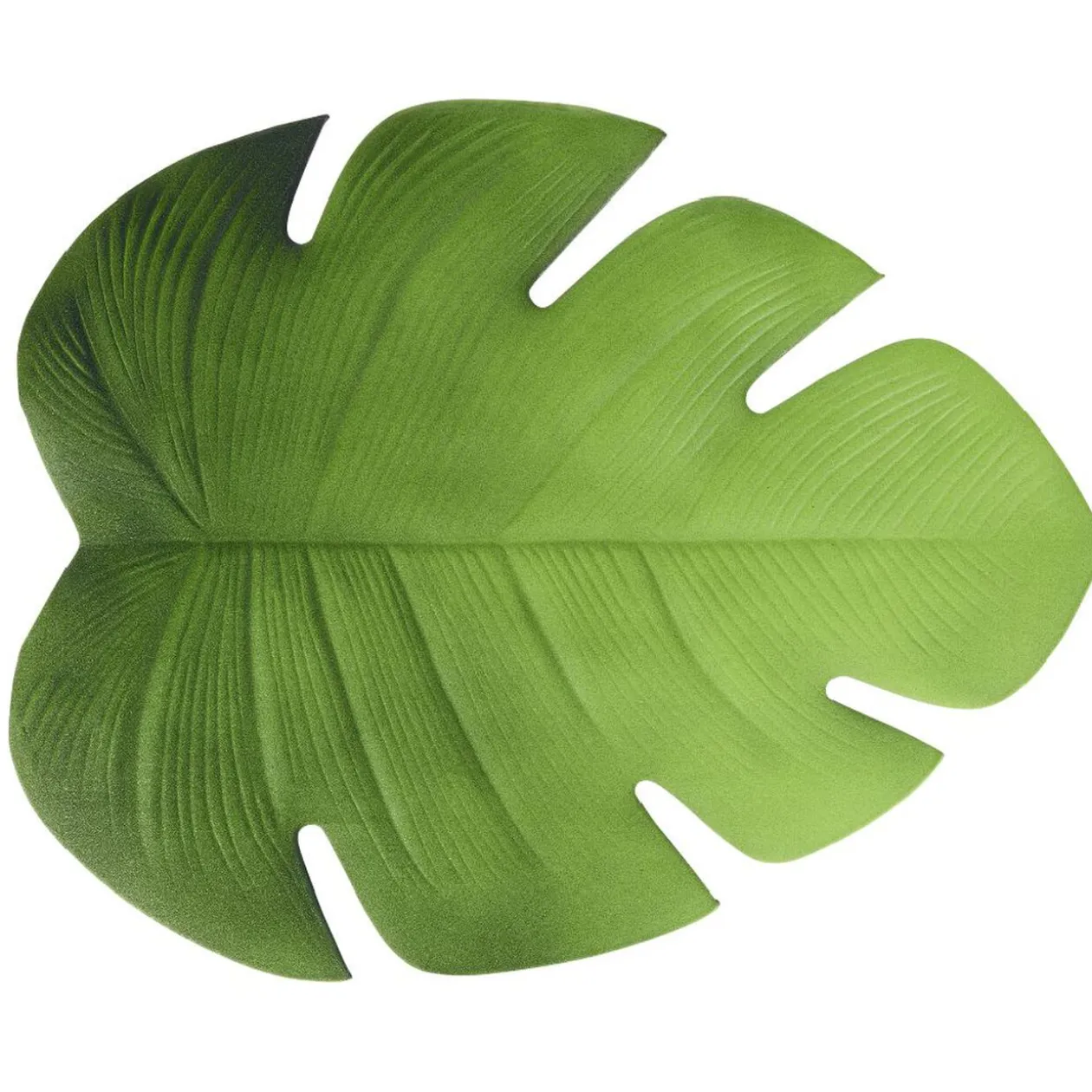 Set de table forme feuille Monstera caoutchouc vert 48x37cm