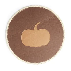 Set de table motif citrouille polyester effet feutrine Ø38cm marron