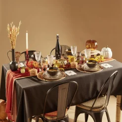 Set de table motif écureuil polyester effet feutrine Ø38cm orange