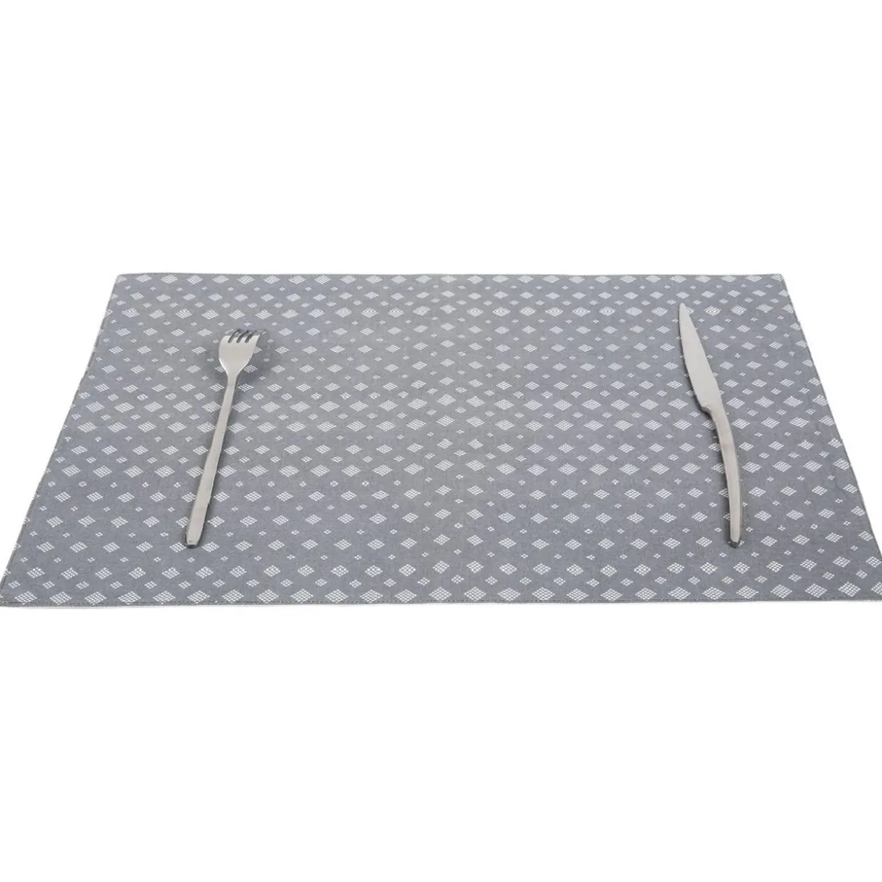 Set de table motif losange gris et blanc