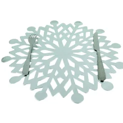 Set de table noël forme flocon gris argent
