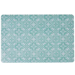 Set de table plastique décor carreaux de ciment vert d'eau