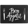 Set de table rectangulaire plastique noir Bon Appétit
