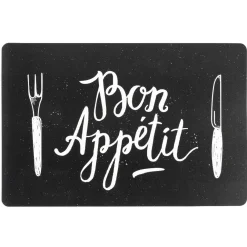 Set de table rectangulaire plastique noir Bon Appétit