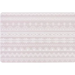 Set de table rectangulaire plastique décor dentelle gris blanc