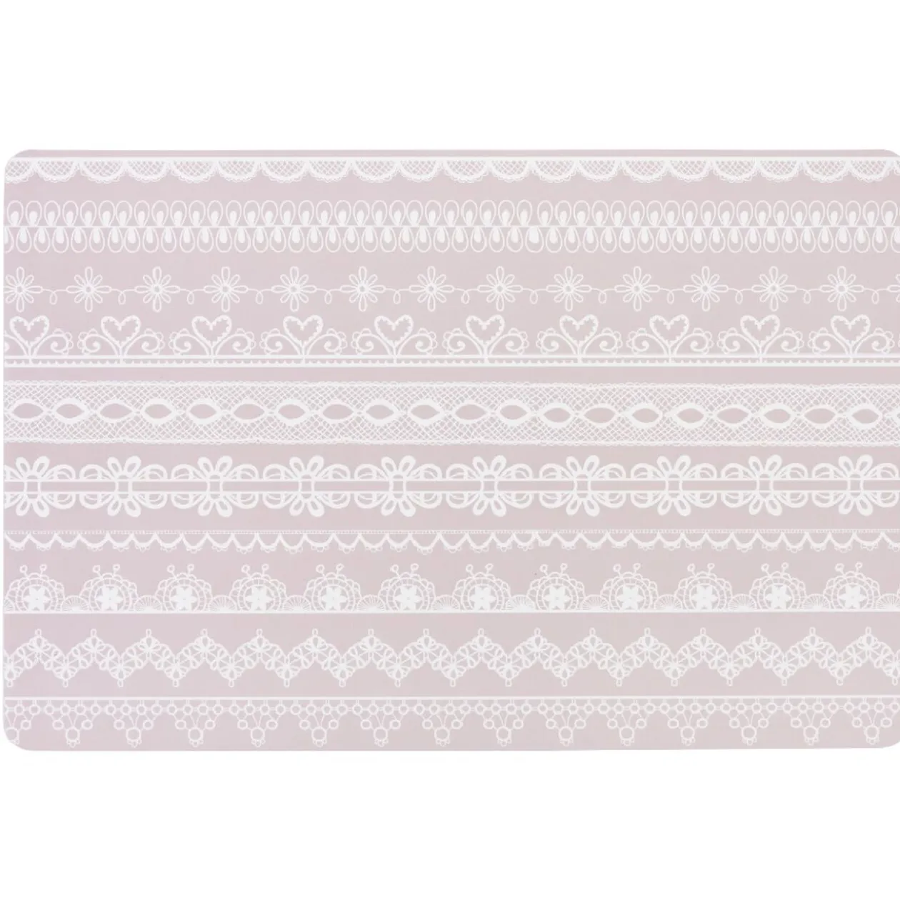 Set de table rectangulaire plastique décor dentelle gris blanc