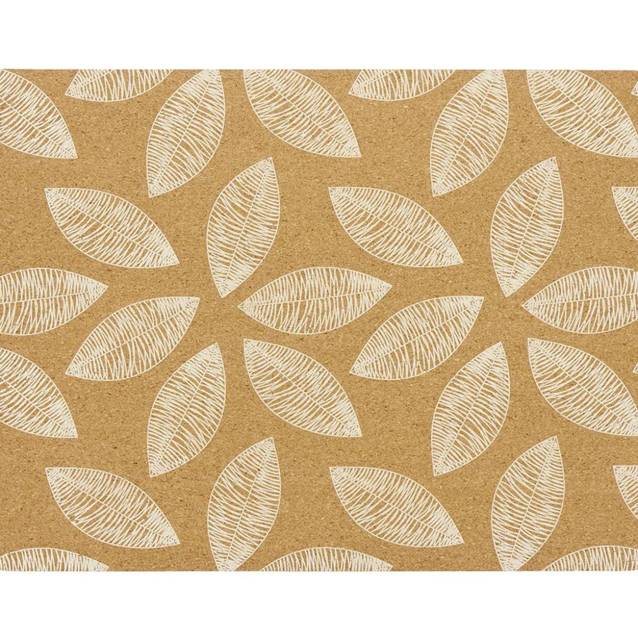 Set de table rectangulaire en liège imprimé feuille naturel blanc