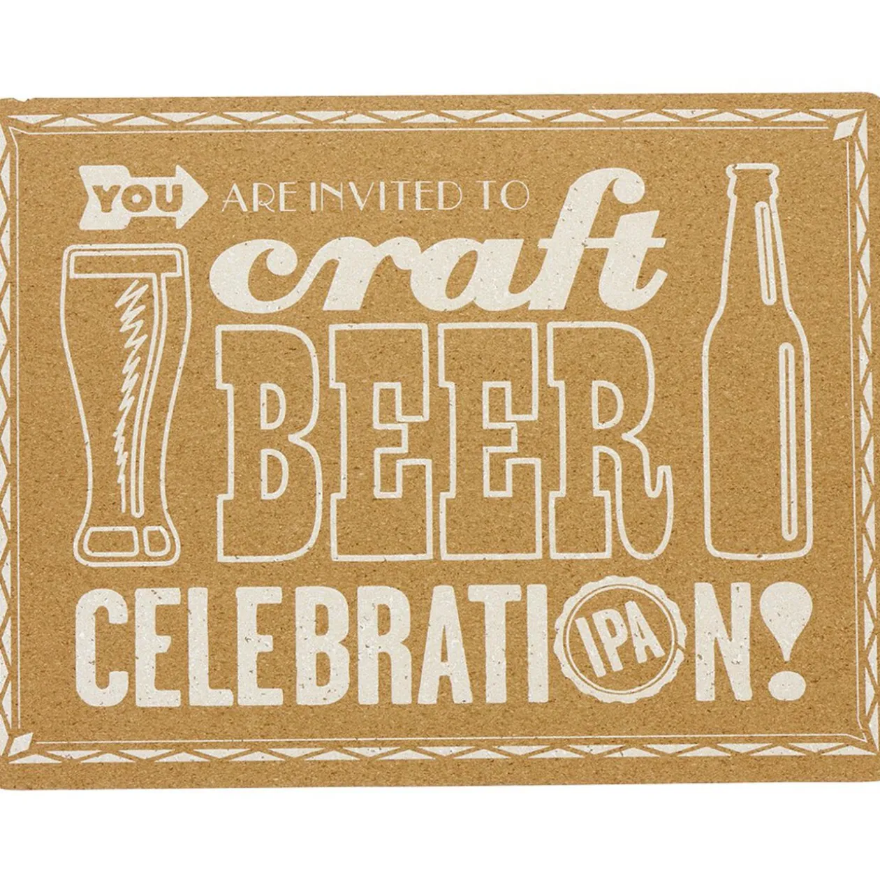 Set de table rectangulaire en liège imprimé Bière naturel blanc