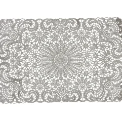Set de table rectangulaire plastique aspect dentelle uni gris
