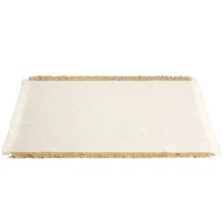Set de table rectangulaire beige et marron 30x45cm rebord frange