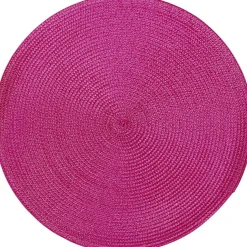 Set de table rond effet paille rose uni ø38 cm