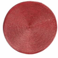 Set de table rond effet tissé rouge