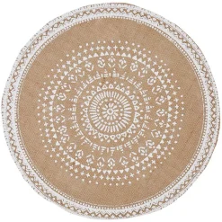 Set de table rond en jute motif blanc naturel