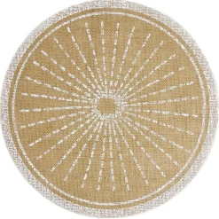 Set de table rond en jute naturel et blanc motif soleil ou vague Ø38cm