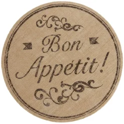 Set de table rond en jute avec inscription bon appétit