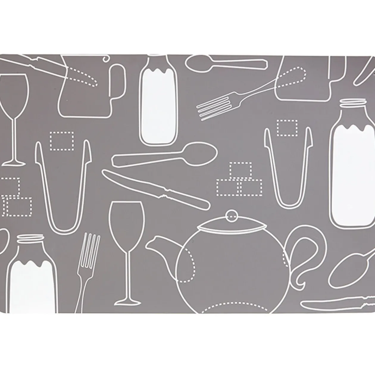 Set de table Ustensiles de cuisine taupe et blanc