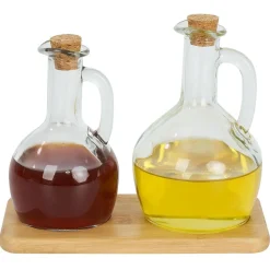 Set huilier et vinaigrier en verre et bouchon bambou