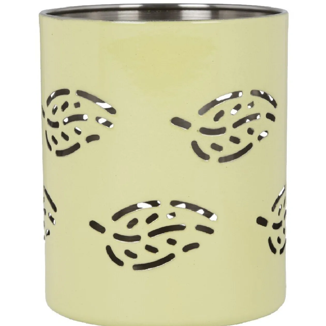 Set passoire, saladier, porte-ustensiles vert design feuille