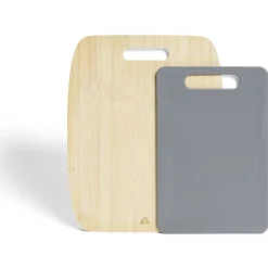 Set planche à découper x2 bambou et plastique