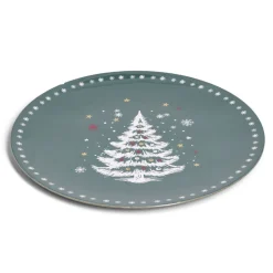 Sous assiette rond vert motif sapin de Noël Ø33cm