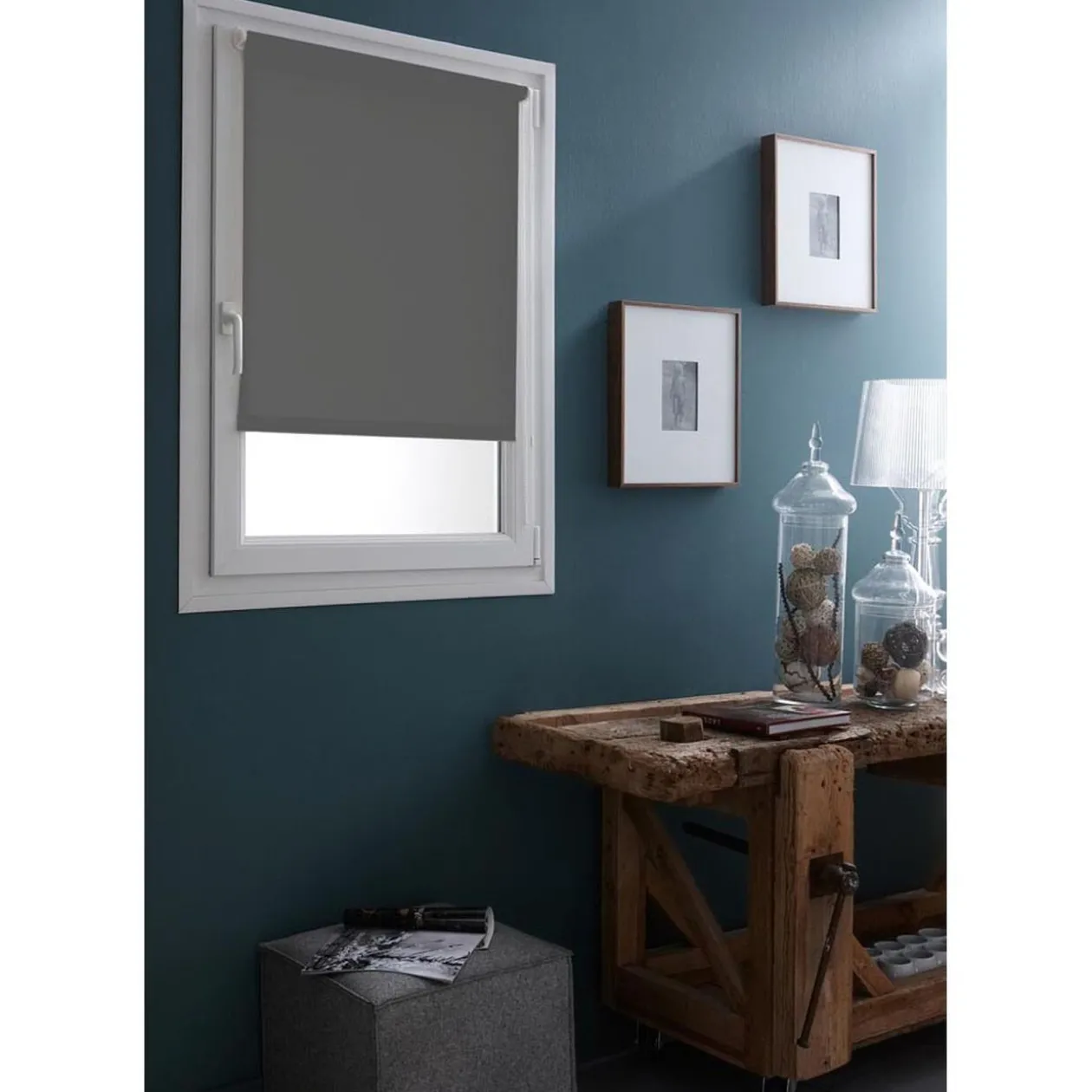 Store enrouleur Occultant uni Gris anthracite à visser ou clipser 90x185 cm