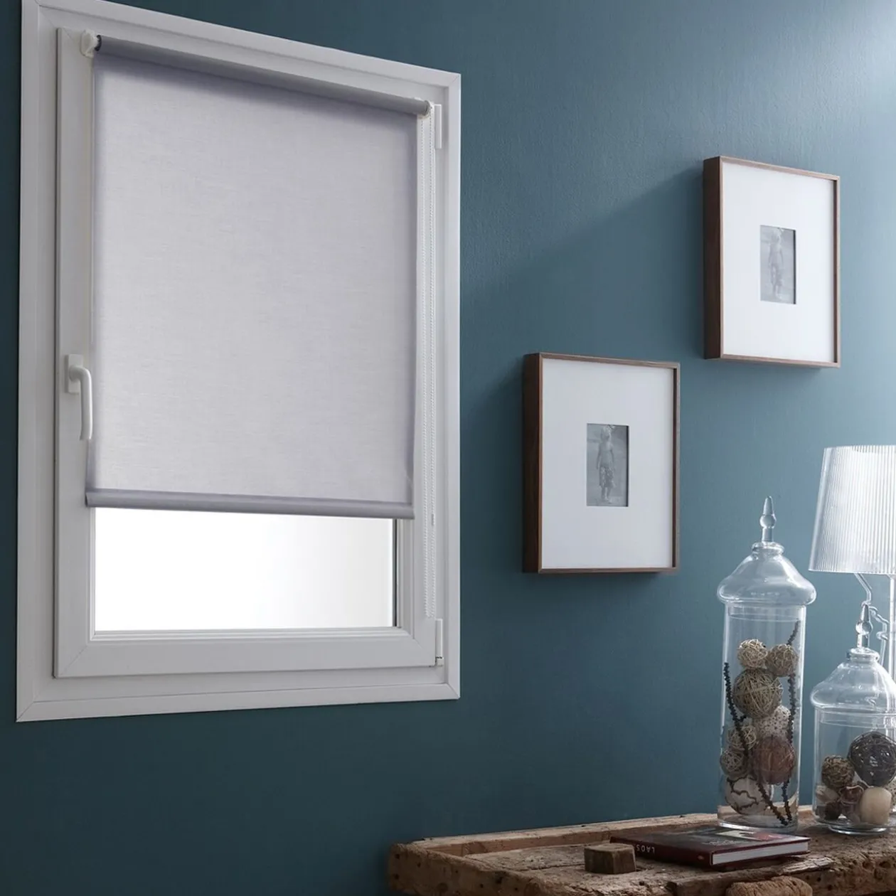 Store enrouleur Tamisant uni Gris à visser ou clipser 120x185 cm