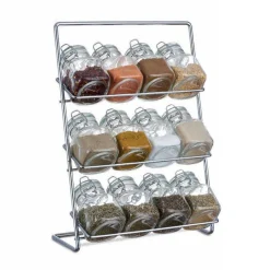 Support à épices en métal avec 12 bocaux