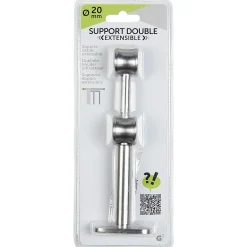 Support double extensible pour tringle gris métal