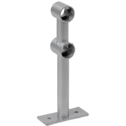 Support double fixe métal gris pour tringle à rideau Ø1,6xL15,5cm