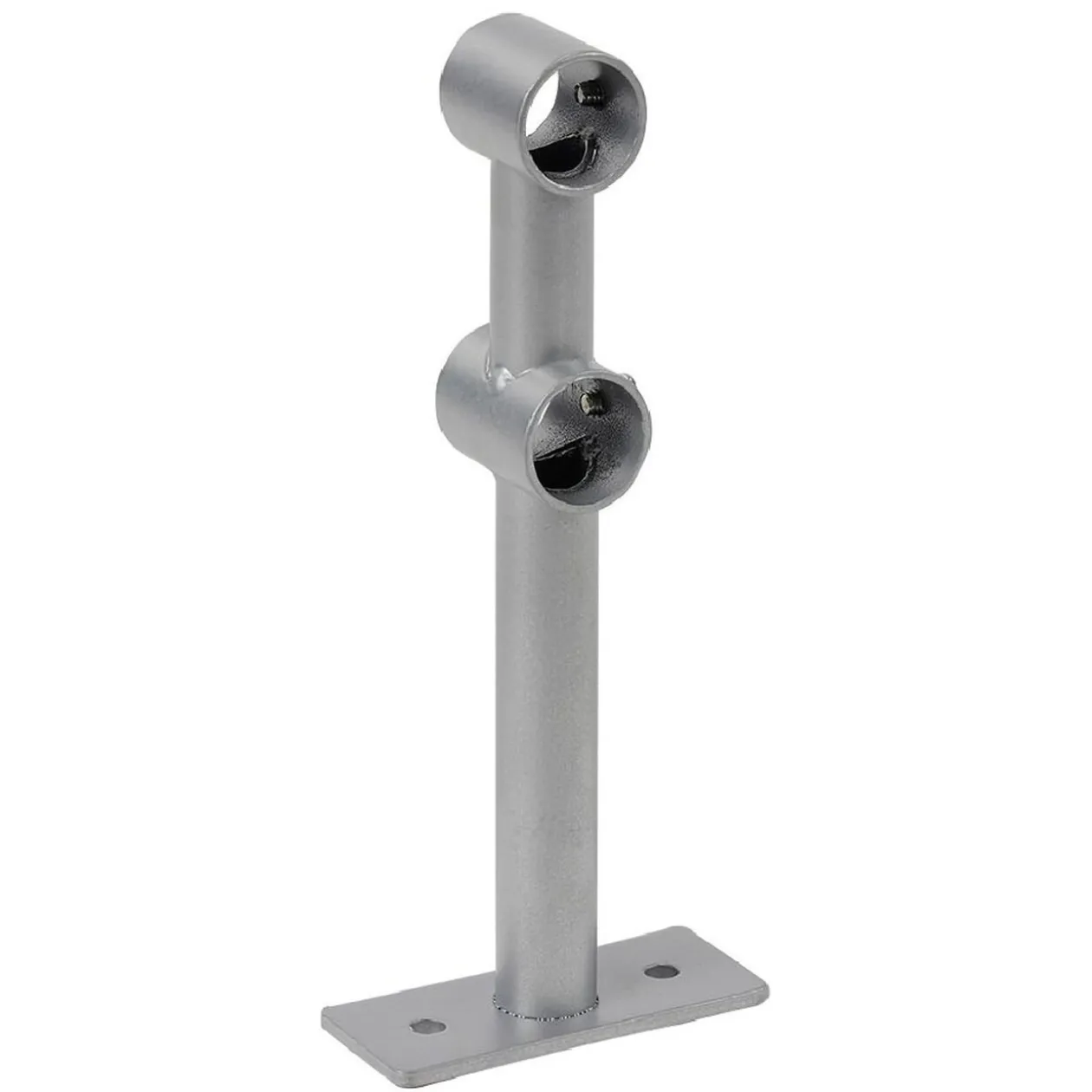 Support double fixe métal gris pour tringle à rideau Ø1,6xL15,5cm