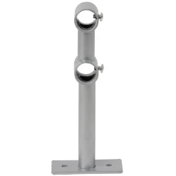 Support double fixe métal gris pour tringle à rideau Ø1,6xL15,5cm