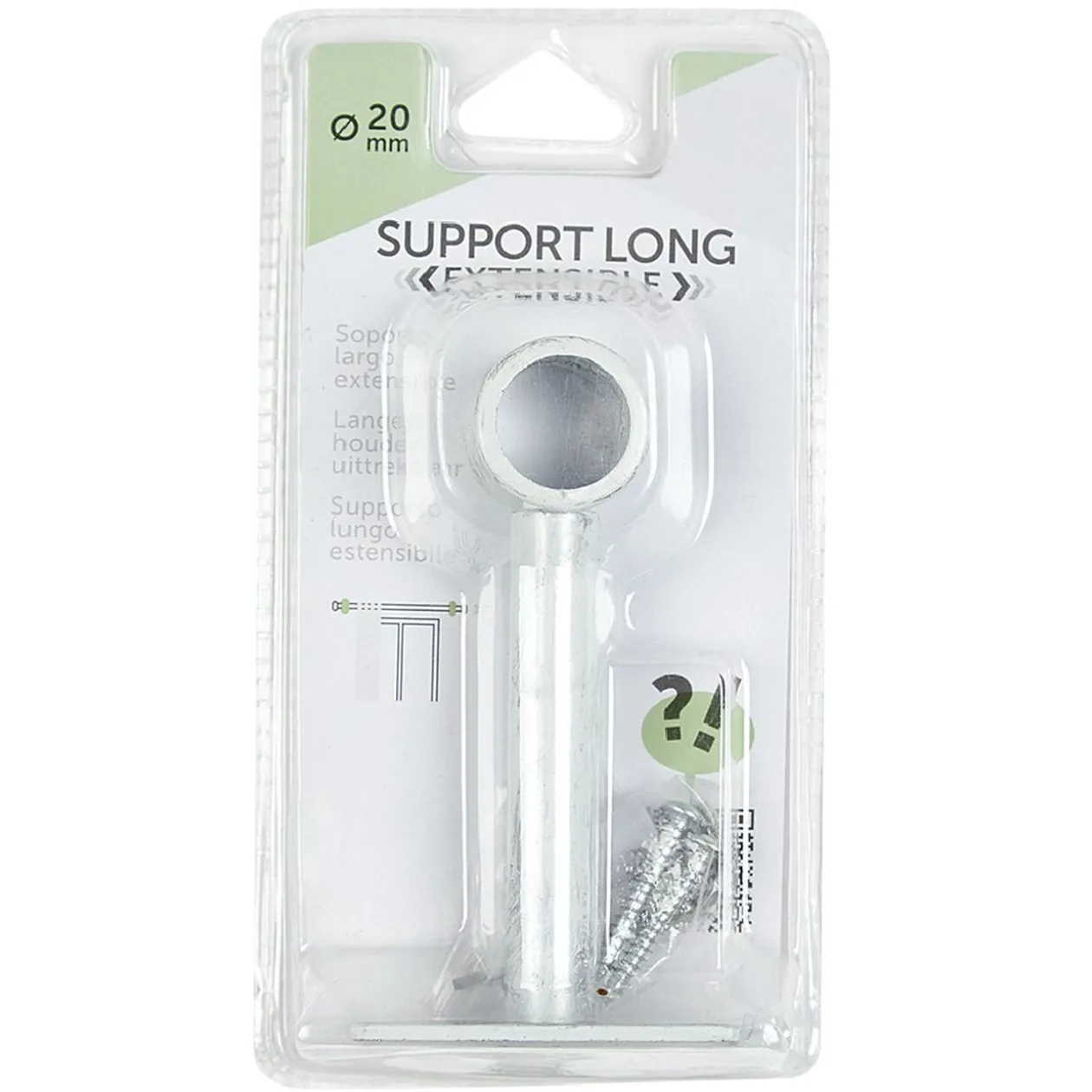 Support long extensible métal blanc brossé argenté