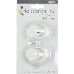 Support naissance pour tringle x2 blanc bois
