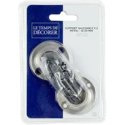 Support naissance pour tringle x2 gris métal