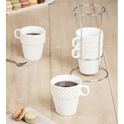 Support tasse avec 4 tasses empilables