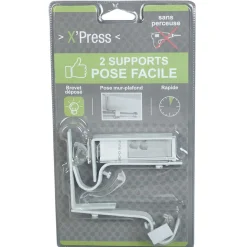 Support tringle ø2 cm Blanc pose facile Mur Plafond Sans Perceuse x2