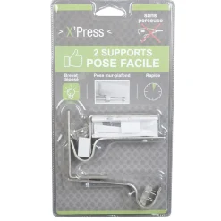 Support tringle ø2 cm Chromé pose facile Mur Plafond Sans Perceuse x2