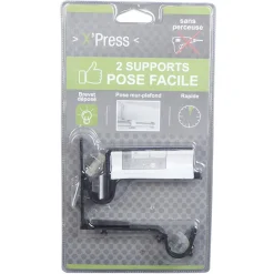 Support tringle ø2 cm Noir pose facile Mur Plafond Sans Perceuse x2