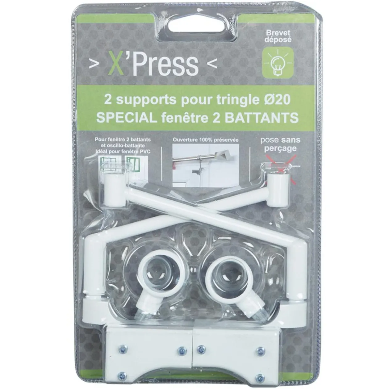 Support tringle Spécial Fenêtre à 2 Battants Oscillo-battant blanc