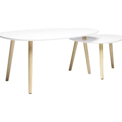 Table basse 2 plateaux gigogne blanc naturel